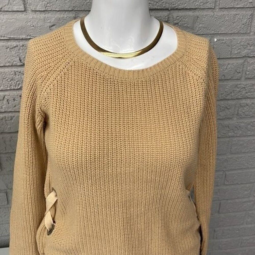 Sheryl Crow Women Tan Sweater With Side Tie Detail Sweater Size S